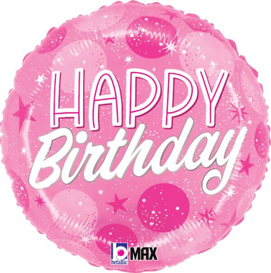 18in Birthday Pink Sparkle Dots